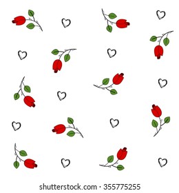 Background with hearts and red roses. On Valentine's Day.