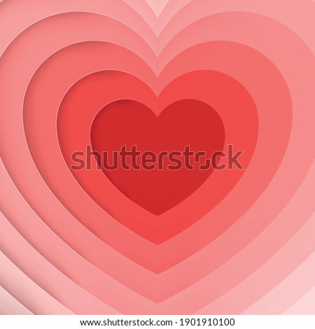 Background with hearts. Romantic background of pink hearts made in paper cutout style. St. Valentine's day concept. Vector 8 EPS