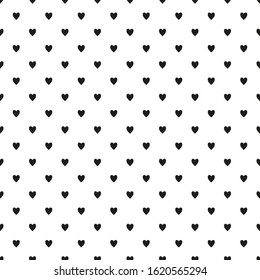 Background with hearts. Seamless wallpaper on surface. Black and white illustration