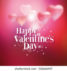 Background with hearts for Valentine's Day. Template for greeting card, declaration of love. Lettering "Happy Valentine's Day." hand drawing