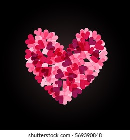 Background with hearts, vector illustration. Heart symbol, decoration for valentine's day cards, wedding invitations, party flyers, posters.