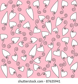 Background hearts white in pink