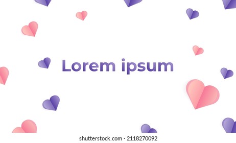 Background with a heart-shaped paper cut vector illustration template. Romance background