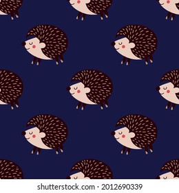 background with hedgehogs on blue background.vector illustration