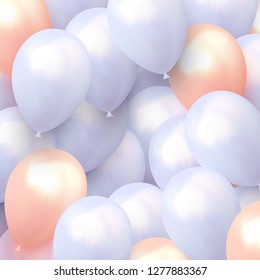 Background with helium balloons. Realistic celebration baloon