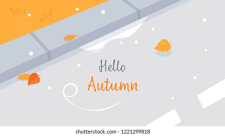 Background hello autumn first snow text banner