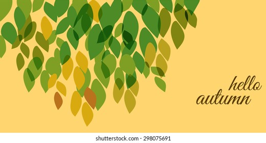 Background, hello autumn, the leaves of the tree, transparency, vector illustration