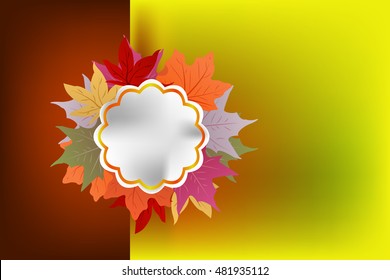 background hello autumn with yellow and red leaves 