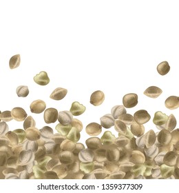 Background with hemp seeds. Marijuana grain. Cannabis granule. Vector illustration