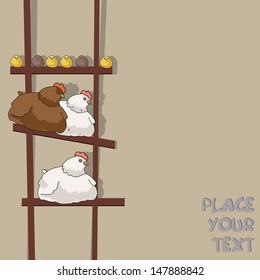 background with hens and chicken