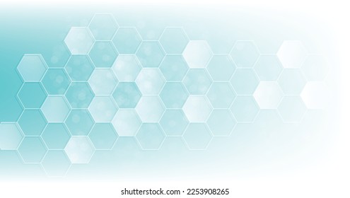 Background of hexagon geometric blue pattern. healthcare medical and technology background.Graphic digital science concept design.