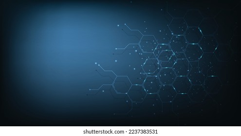 Hintergrund des geometrischen dunkelblauen Musters hexagon hell. medizinischer und technologischer Hintergrund.Grafikdesign des digitalen Wissenschaftskonzepts.