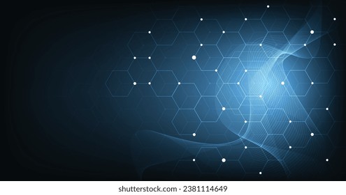 Fondo del patrón hexagonal geométrico azul oscuro brillante. antecedentes médicos y tecnológicos.Diseño de conceptos de ciencia digital gráfica.