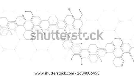 Background of hexagon geometric grey pattern. healthcare medical and technology background.Graphic digital science concept design, innovation technology, healthcare, and medicine design.