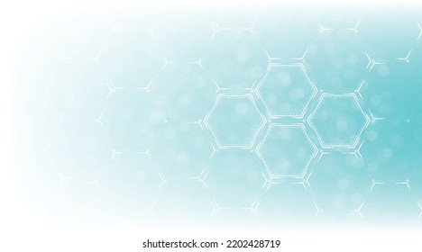 Background of hexagon geometric white blue pattern bright. healthcare medical and technology background.Graphic digital science concept design. svg