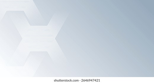Linhas de hexágono de plano de fundo no plano de fundo de gradiente cinza. Resumo da linha de faixa geométrica para faixa, capa e papel de parede.