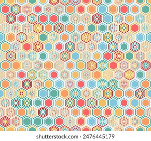 Background with Hexagon Pattern. Geometric elements of varied style and color. Hexagon cells. Tileable pattern. Seamless background. Cool vector illustration.