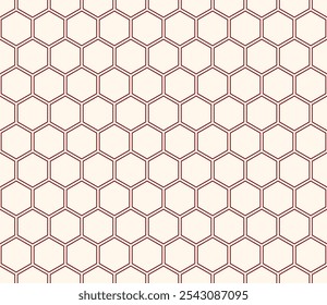 Background with Hexagon Pattern. Maroon color on matching background. Hexagon mosaic pattern. Hexagonal shapes. Seamless design. Tileable vector illustration.