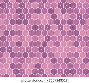 Background with Hexagon Pattern. Rounded stacked hexagons mosaic pattern. Pink color tones. Hexagon cells. Seamless design. Tileable vector illustration.