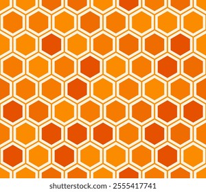 Background with Hexagon Pattern. Simple hexagon pattern with inner solid cells. Orange color tones. Hexagonal cells. Seamless design. Tileable vector illustration.