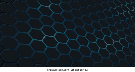 Background with hexagon texture black and blue. Vector illustration