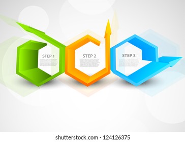 Background with hexagons and arrows. Abstract illustration
