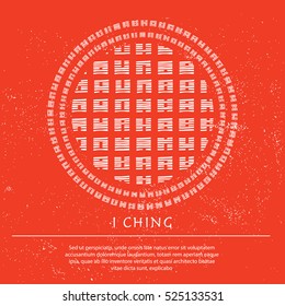 Background with hexagrams of I Ching: Book of changes classic of chinese tradition.