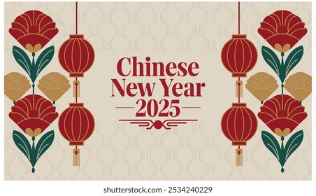 background high resolution victor eps, happy chines new year 2025 red and gold color.