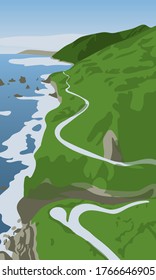 Background with hills and sea