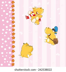 A background with hippos. Vector seamless pattern 