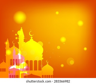 Background Holiday Ramadan Kareem to the mosque. Vector illustration