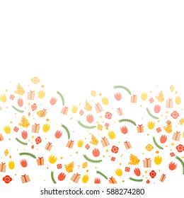 background with holiday symbols, vector illustration