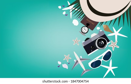 
Background of Holidays. Ha... & Sea shell color ful