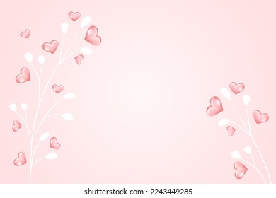 Background for holidays, Valentine's day, wedding, birthday. Three-dimensional hearts on a pink background.Vector illustration.