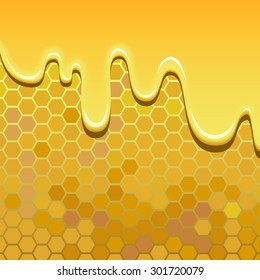Background with honey and honeycombs