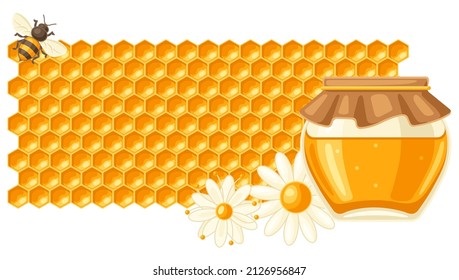 Background with honey items. Image for food and agricultural industry.
