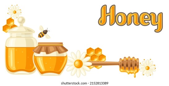 Background with honey items. Image for food and agricultural industry.