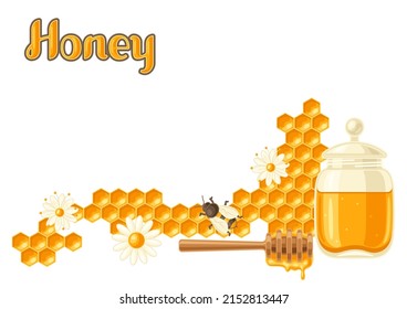 Background with honey items. Image for food and agricultural industry.