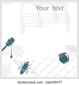 Background with honey with relevant objects on it