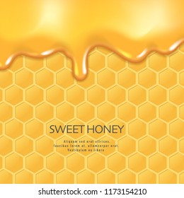 Background with honeycombs and honey. Graphic concept for your design