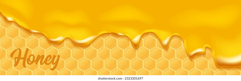 Background with honeycombs and honey. Graphic concept for your design