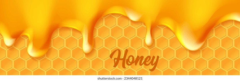 Background with honeycombs and honey. Graphic concept for your design