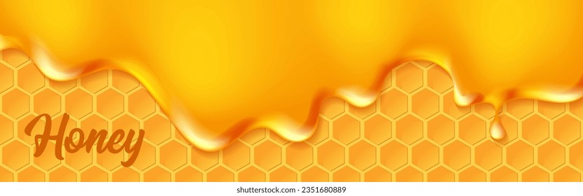 Background with honeycombs and honey. Graphic concept for your design