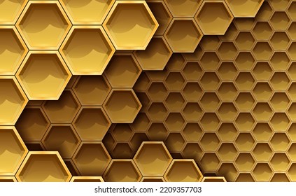 Background of honeycombs. Vector illustration of a set of honeycombs of different sizes. Sketch for creativity.