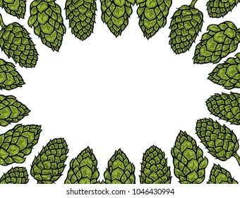 background of Hop hand drawn in artistic engraved style. Colored vector illustration