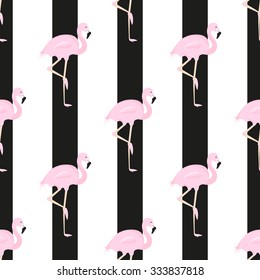 background with a horizontal stripe broad and flamingos