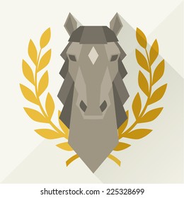 Background with horse head in flat style.