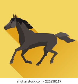 Background with horse running in flat style.