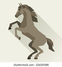 Background with horse standing in flat style.