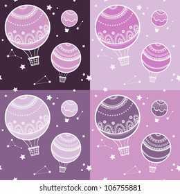 Background with hot air balloons, Vector illustration of colorful hot air balloons. set. collection.